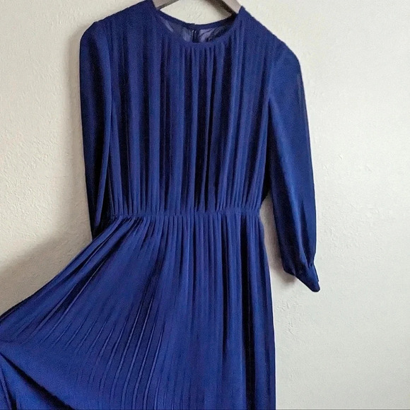 Vintage Pleated Chiffon Dress- Japanese- Robe de Command- Floor length Georgette - Picture 14 of 16